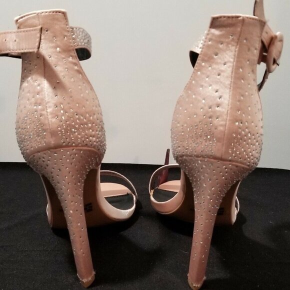 Qupid Women's Heels - Blush / Pink / Nude w/ Crystals - Size 8 - NEW - Picture 4 of 5
